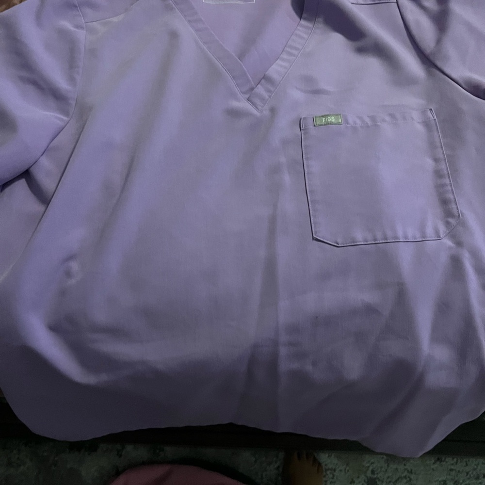 Figs Lavender V-Neck Scrub Top